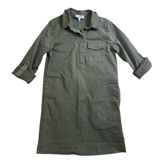 Michael Stars Eleanor Dress Cotton Utility Army Green Women’s Size XS - Picture 2 of 8